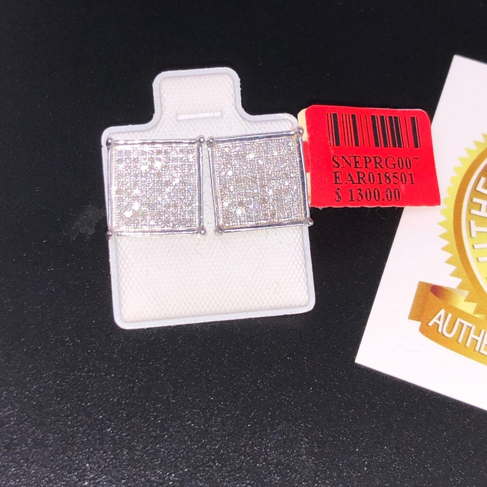 Real Diamond Men Earrings, Square Diamond Screwback Earrings, Gift for him, SALE